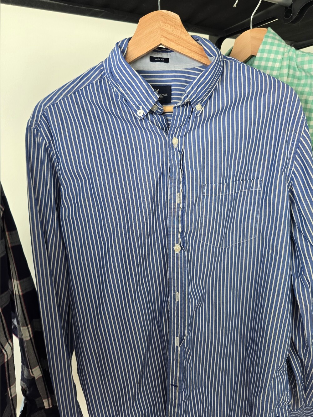 Men's Blue Striped Button-Down Shirt - Classic Casual